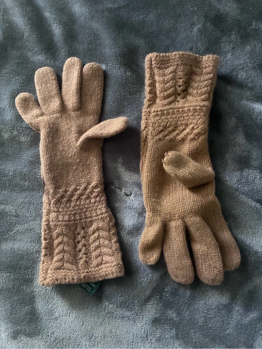 Lauren Ralph Lauren Tan Beige Knit Winter Gloves